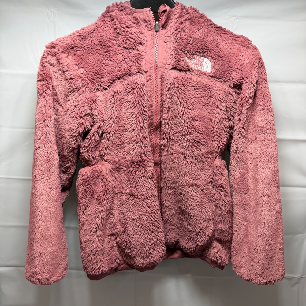 The North Face Girls Pink Reversible Mossbud Swirl Hooded Jacket S 7/8 NF0A7UMS